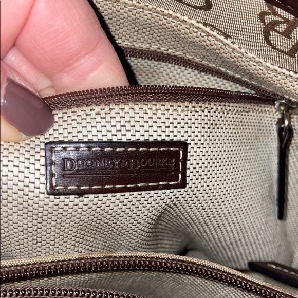 Dooney & Bourke Brown Satchel with Structured Shape and Monogram Pattern - Picture 13 of 13